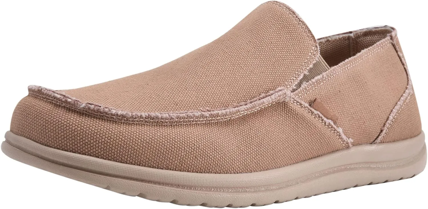 Mens Canvas Shoes Slip On Loafers Deck Shoes Walking Lightweight Causal Slip-ons