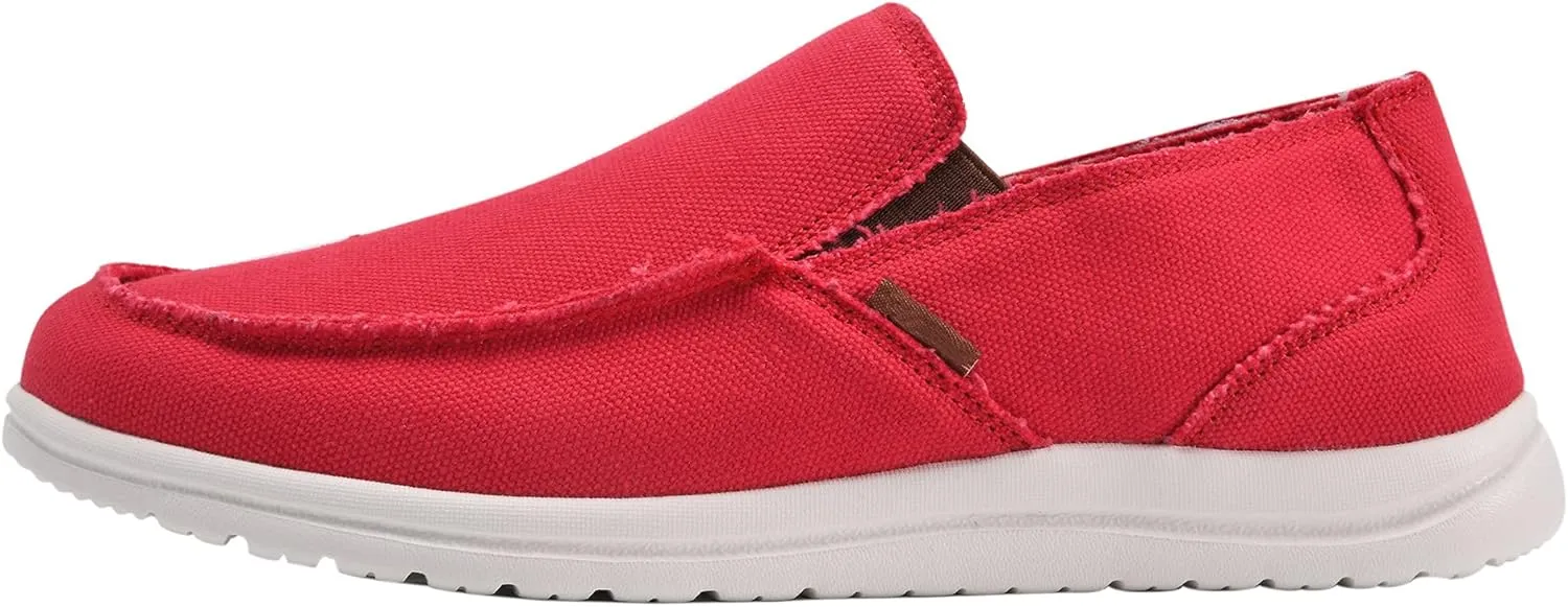 Mens Canvas Shoes Slip On Loafers Deck Shoes Walking Lightweight Causal Slip-ons
