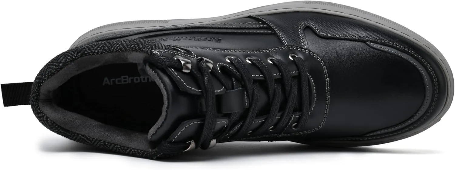 Men's Casual Sneakers Mid Top Fashion Sneaker Lightweight Leather Shoe for Outdoor Walking