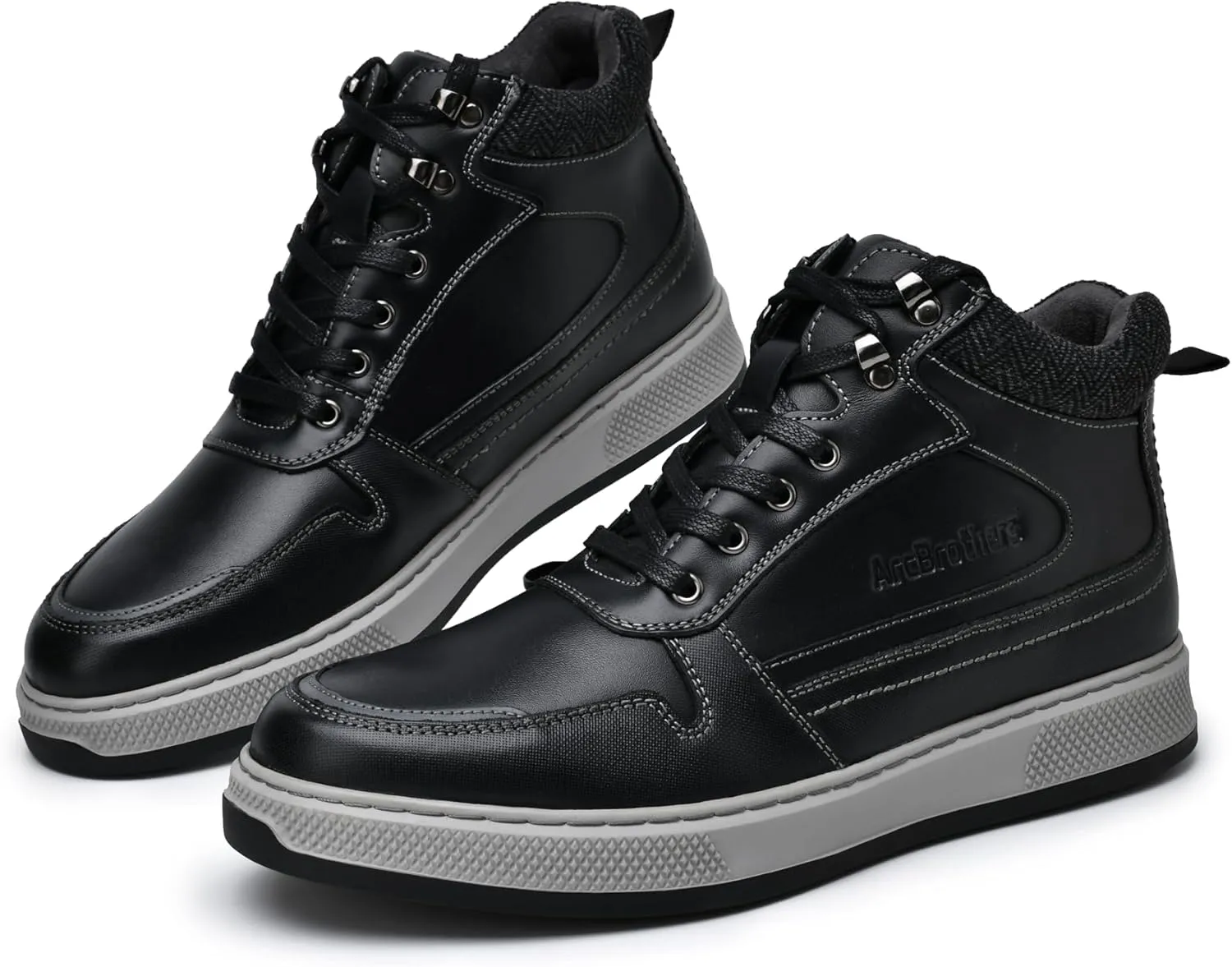 Men's Casual Sneakers Mid Top Fashion Sneaker Lightweight Leather Shoe for Outdoor Walking