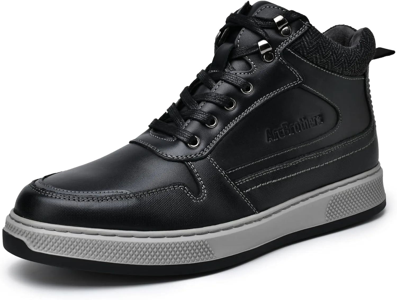 Men's Casual Sneakers Mid Top Fashion Sneaker Lightweight Leather Shoe for Outdoor Walking