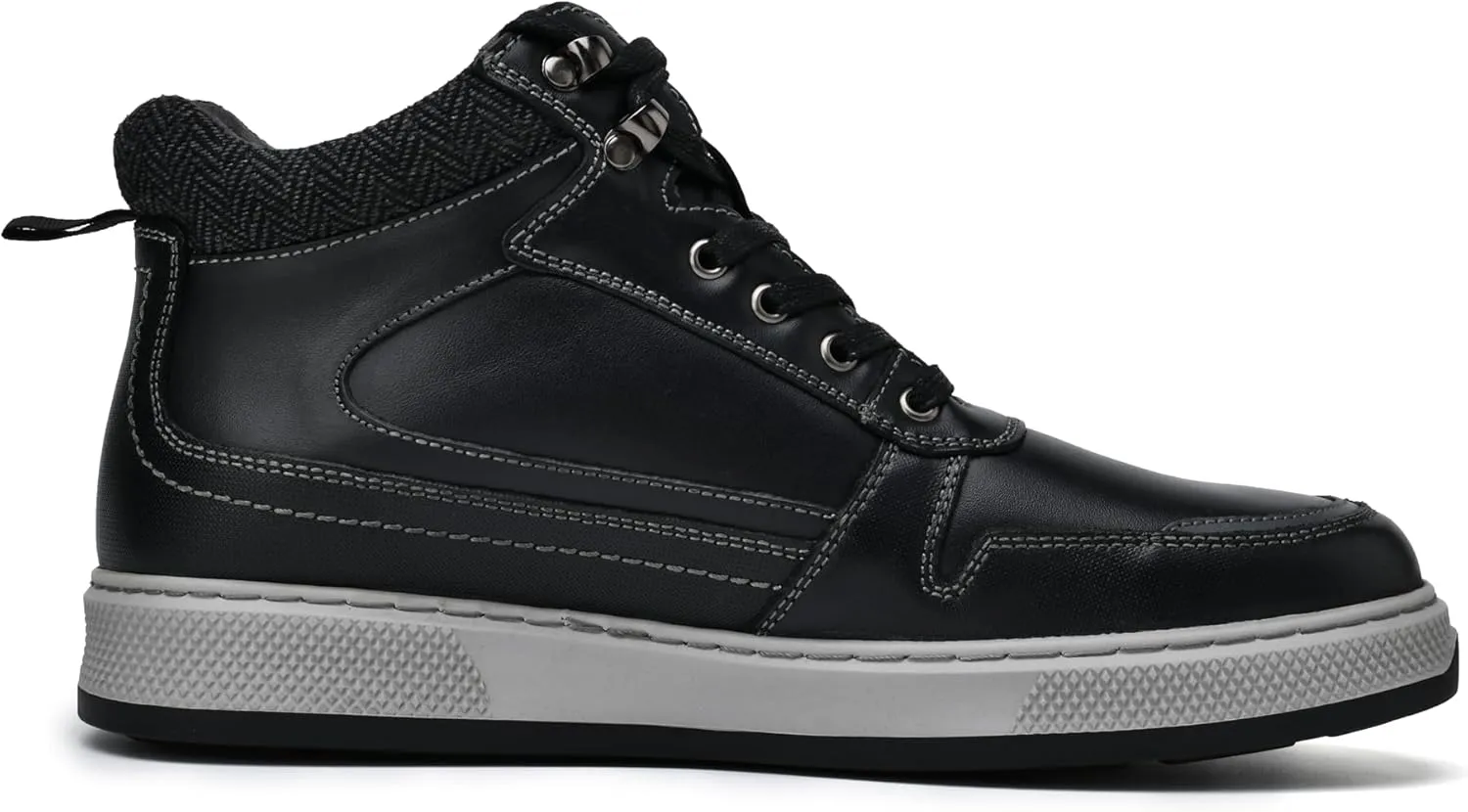 Men's Casual Sneakers Mid Top Fashion Sneaker Lightweight Leather Shoe for Outdoor Walking