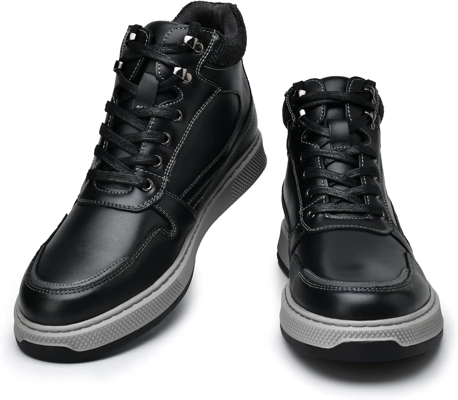 Men's Casual Sneakers Mid Top Fashion Sneaker Lightweight Leather Shoe for Outdoor Walking