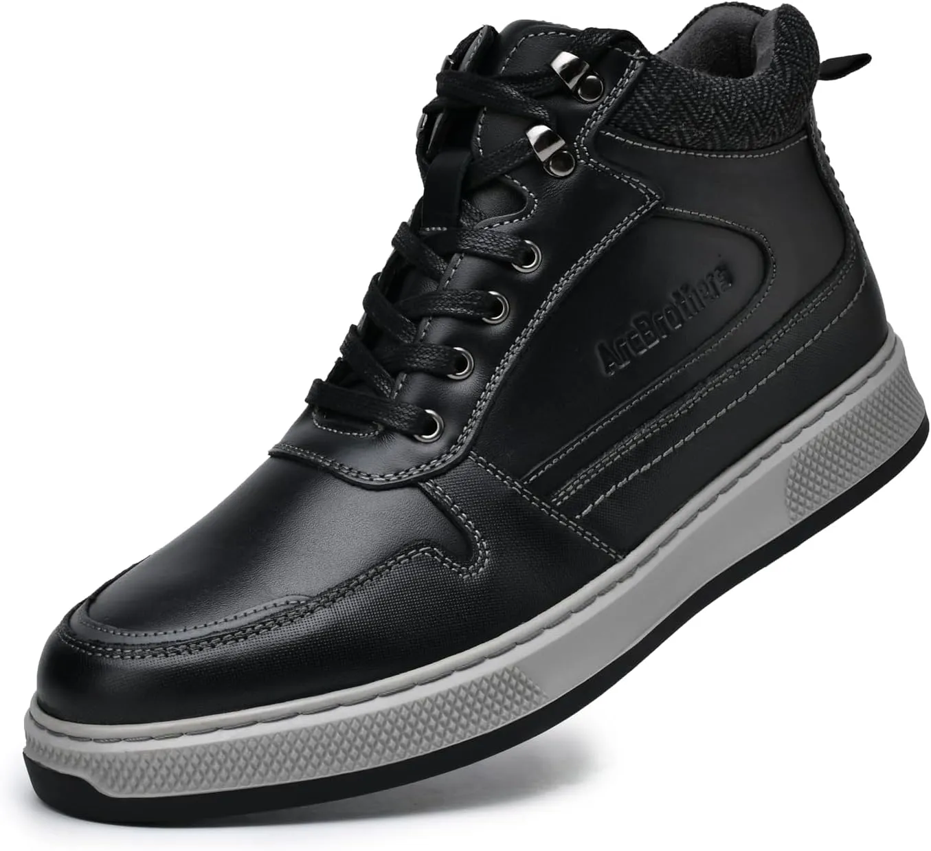Men's Casual Sneakers Mid Top Fashion Sneaker Lightweight Leather Shoe for Outdoor Walking