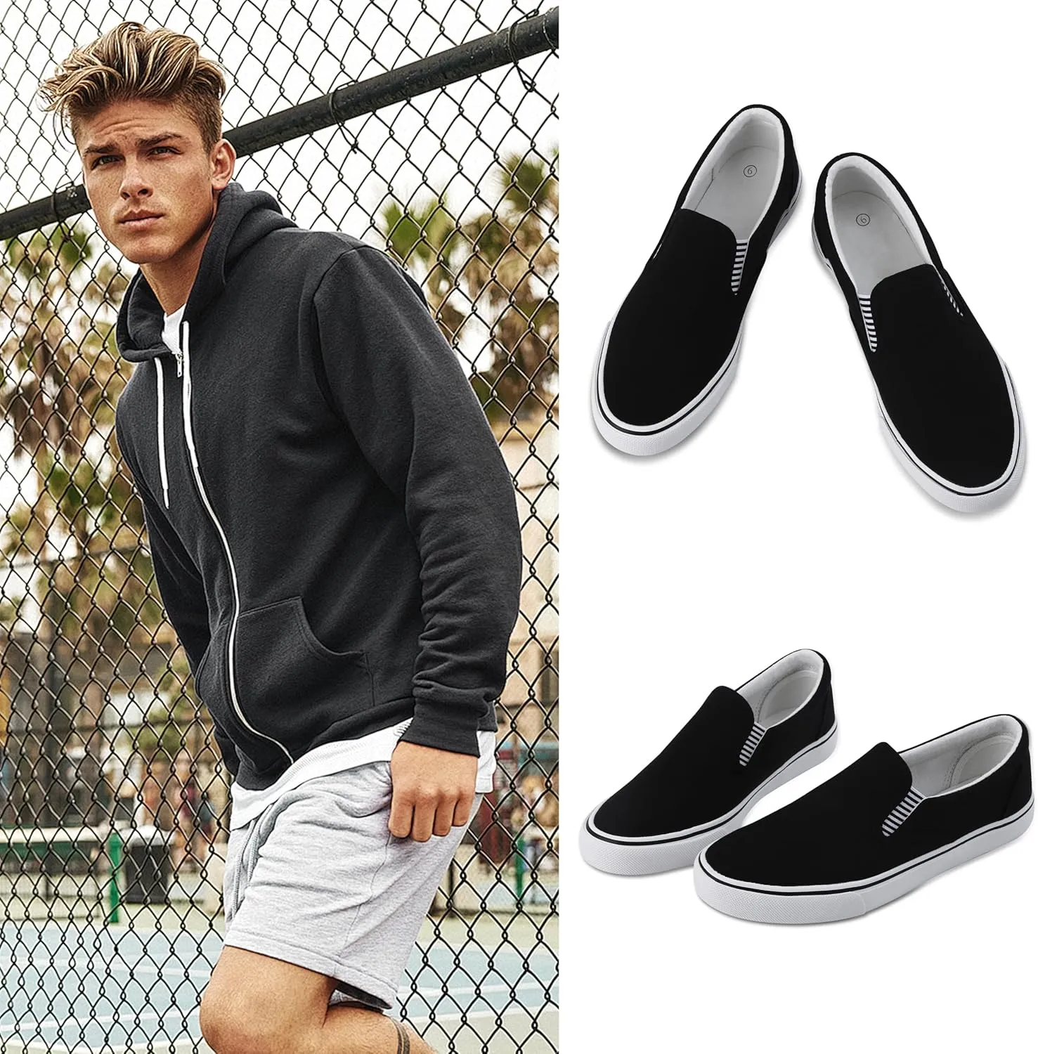 Mens Classic Canvas Shoes Slip on Sneakers Loafers Shoes Casual Fashion Shoes