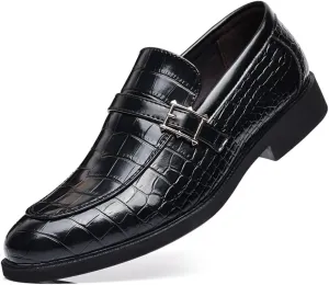 Men's Dress Crocodile Print Slip-on Classic Leather Loafers Casual Oxford Shoes
