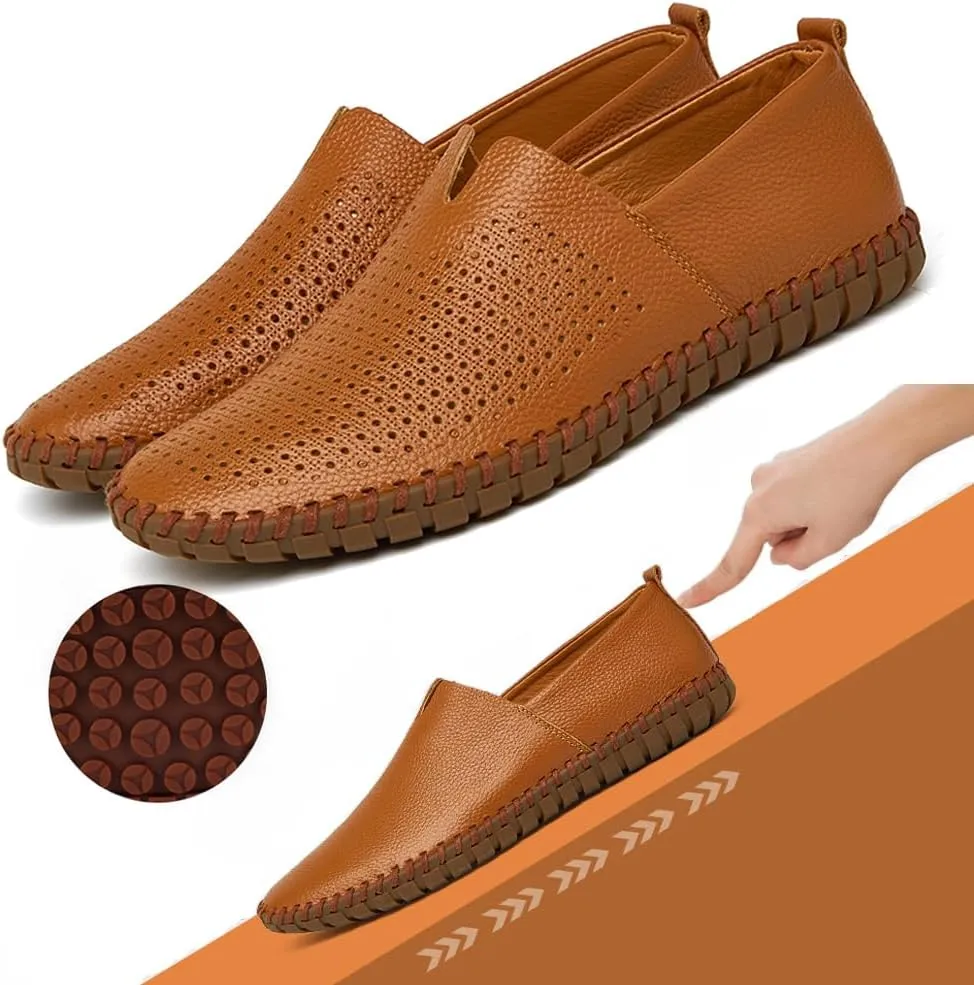 Men's Driving Loafers Leather Casual Slip On Shoes