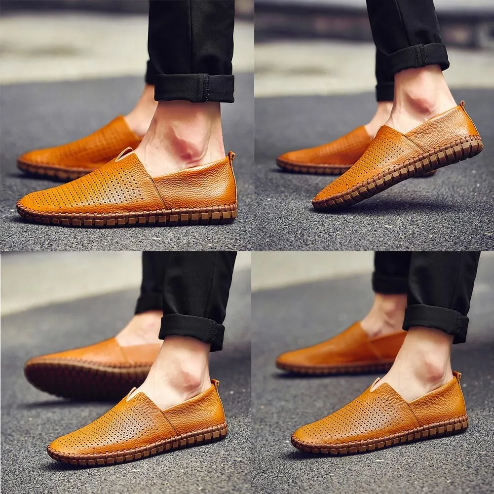 Men's Driving Loafers Leather Casual Slip On Shoes