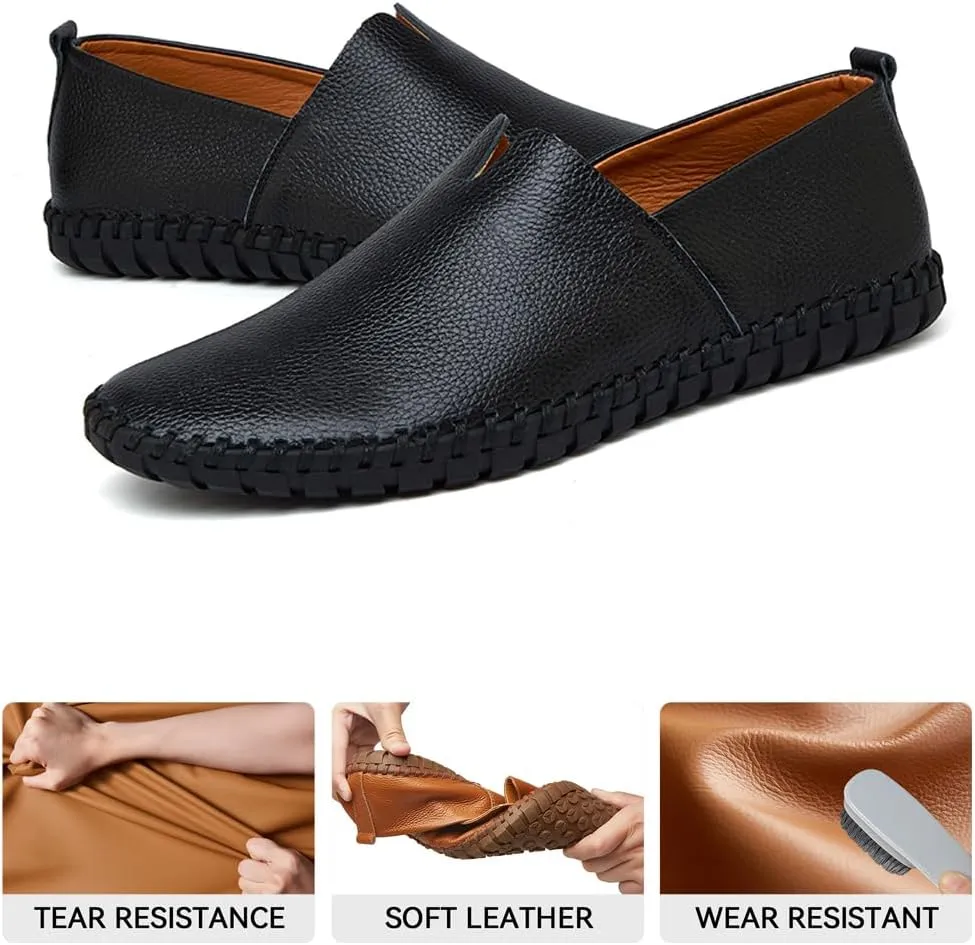 Men's Driving Loafers Leather Casual Slip On Shoes