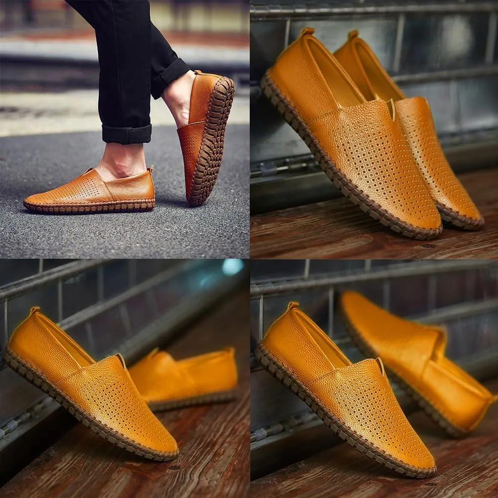 Men's Driving Loafers Leather Casual Slip On Shoes
