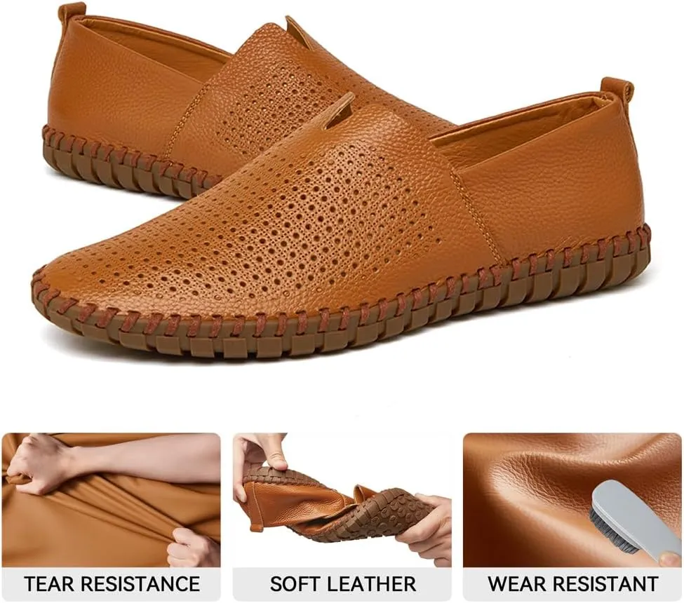 Men's Driving Loafers Leather Casual Slip On Shoes