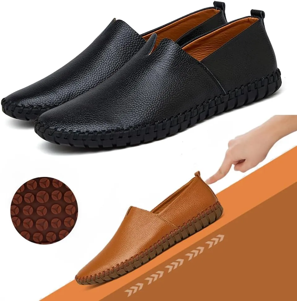 Men's Driving Loafers Leather Casual Slip On Shoes