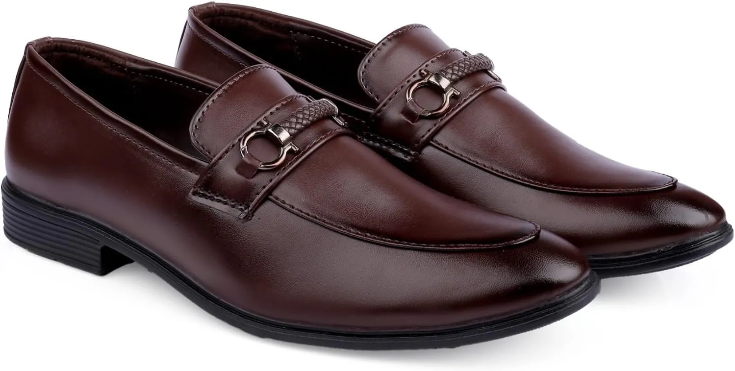 Men's Formal Dress Loafers Slip On Casual Shoes Black/Brown