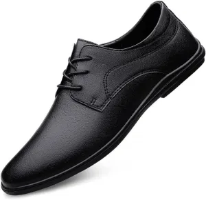 Men's Genuine Leather Oxford Shoes - Classic & Modern Wedding Formal Dress Shoes, Lightweight & Comfortable Derby Shoes for Men(Black,10)