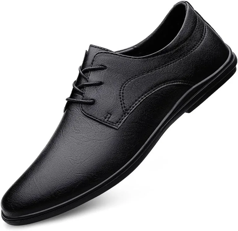 Men's Genuine Leather Oxford Shoes - Classic & Modern Wedding Formal Dress Shoes, Lightweight & Comfortable Derby Shoes for Men(Black,10)