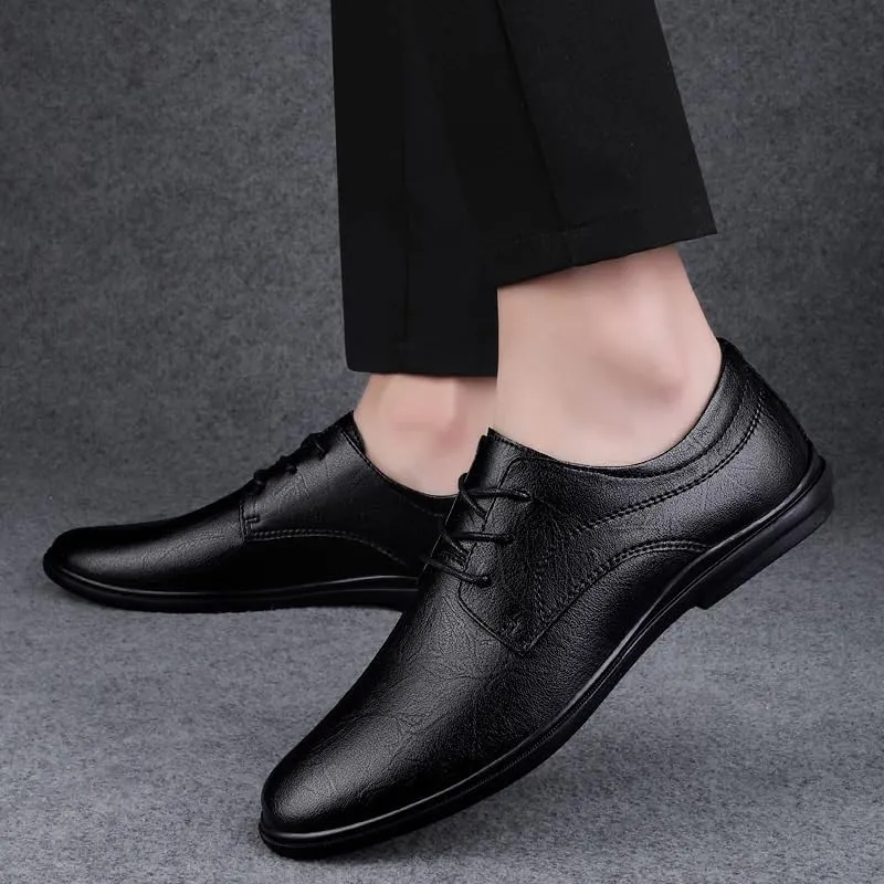 Men's Genuine Leather Oxford Shoes - Classic & Modern Wedding Formal Dress Shoes, Lightweight & Comfortable Derby Shoes for Men(Black,10)