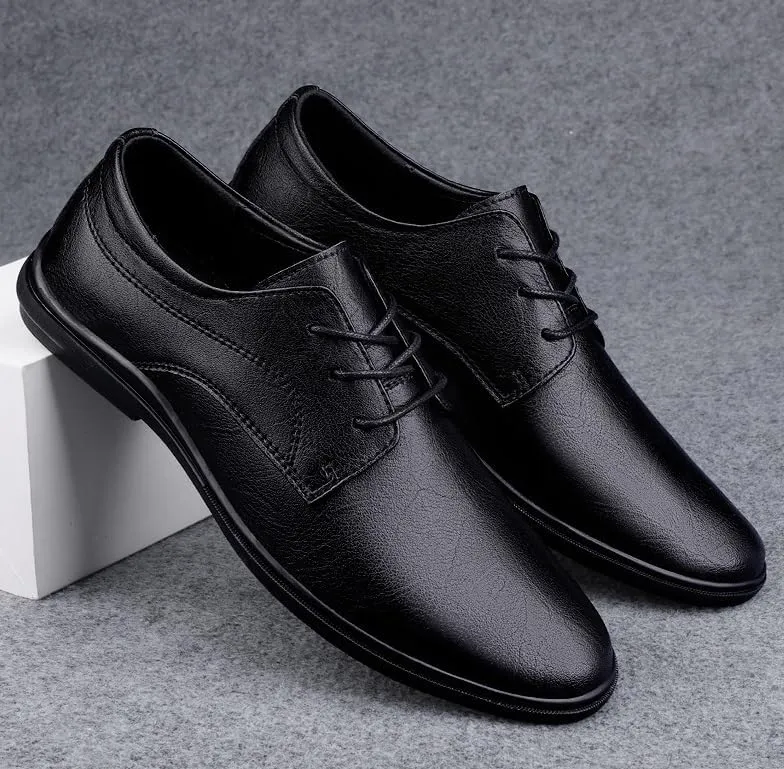 Men's Genuine Leather Oxford Shoes - Classic & Modern Wedding Formal Dress Shoes, Lightweight & Comfortable Derby Shoes for Men(Black,10)