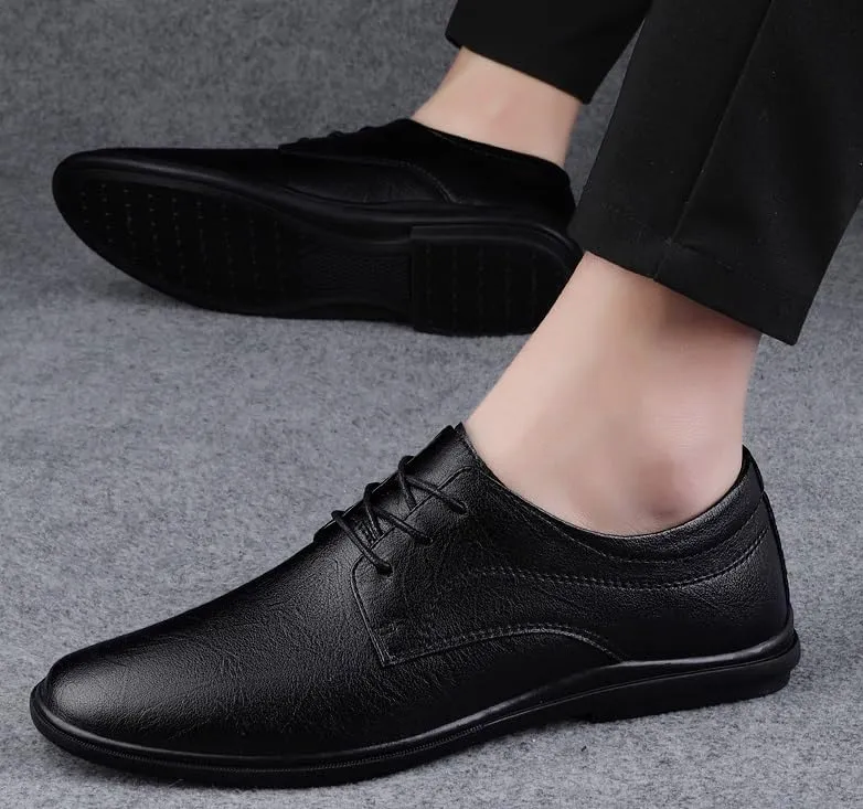 Men's Genuine Leather Oxford Shoes - Classic & Modern Wedding Formal Dress Shoes, Lightweight & Comfortable Derby Shoes for Men(Black,10)