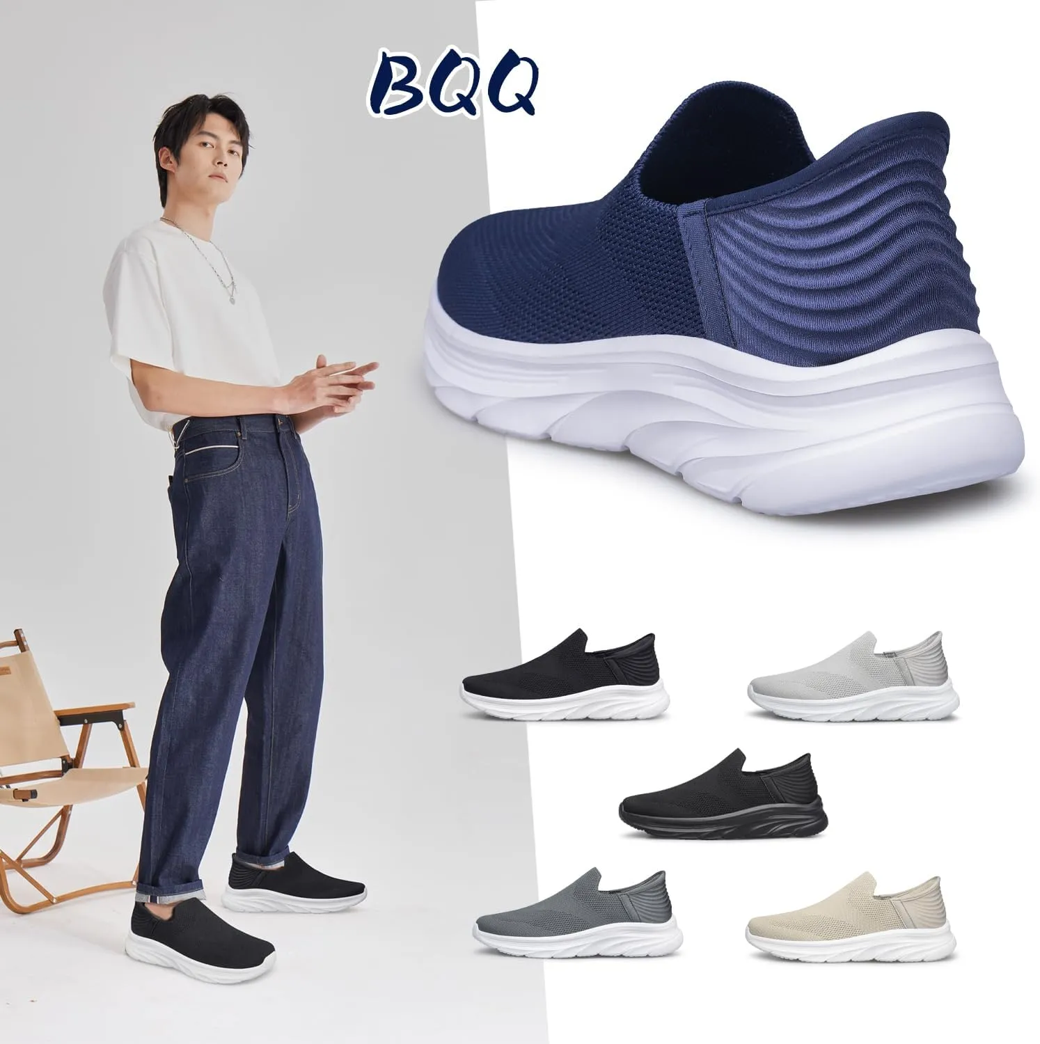 Men's Hands Free Slip on Walking Shoes Lightweight Comfortable Tennis Casual Non Slip Workout Sneakers Loafers