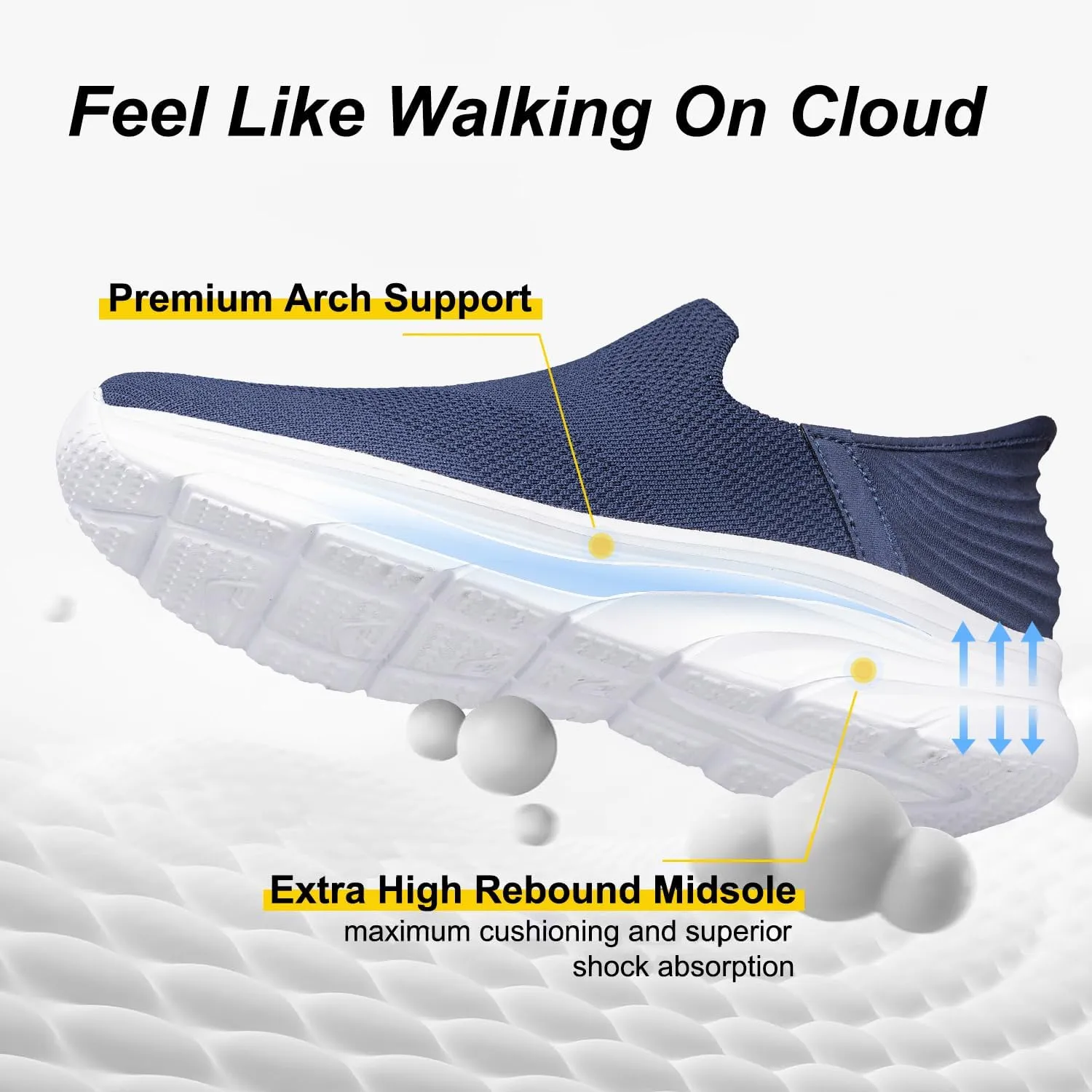Men's Hands Free Slip on Walking Shoes Lightweight Comfortable Tennis Casual Non Slip Workout Sneakers Loafers