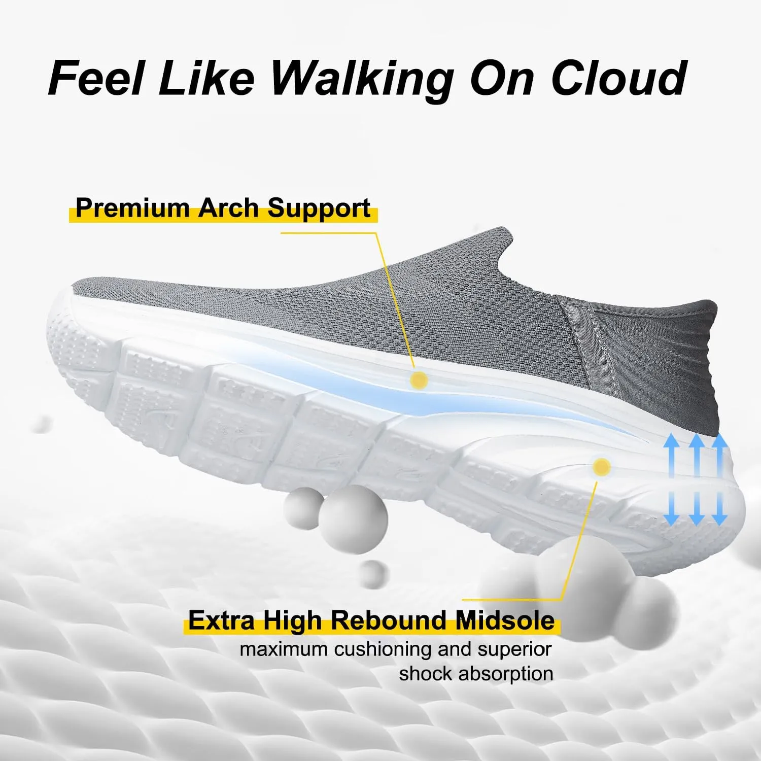 Men's Hands Free Slip on Walking Shoes Lightweight Comfortable Tennis Casual Non Slip Workout Sneakers Loafers