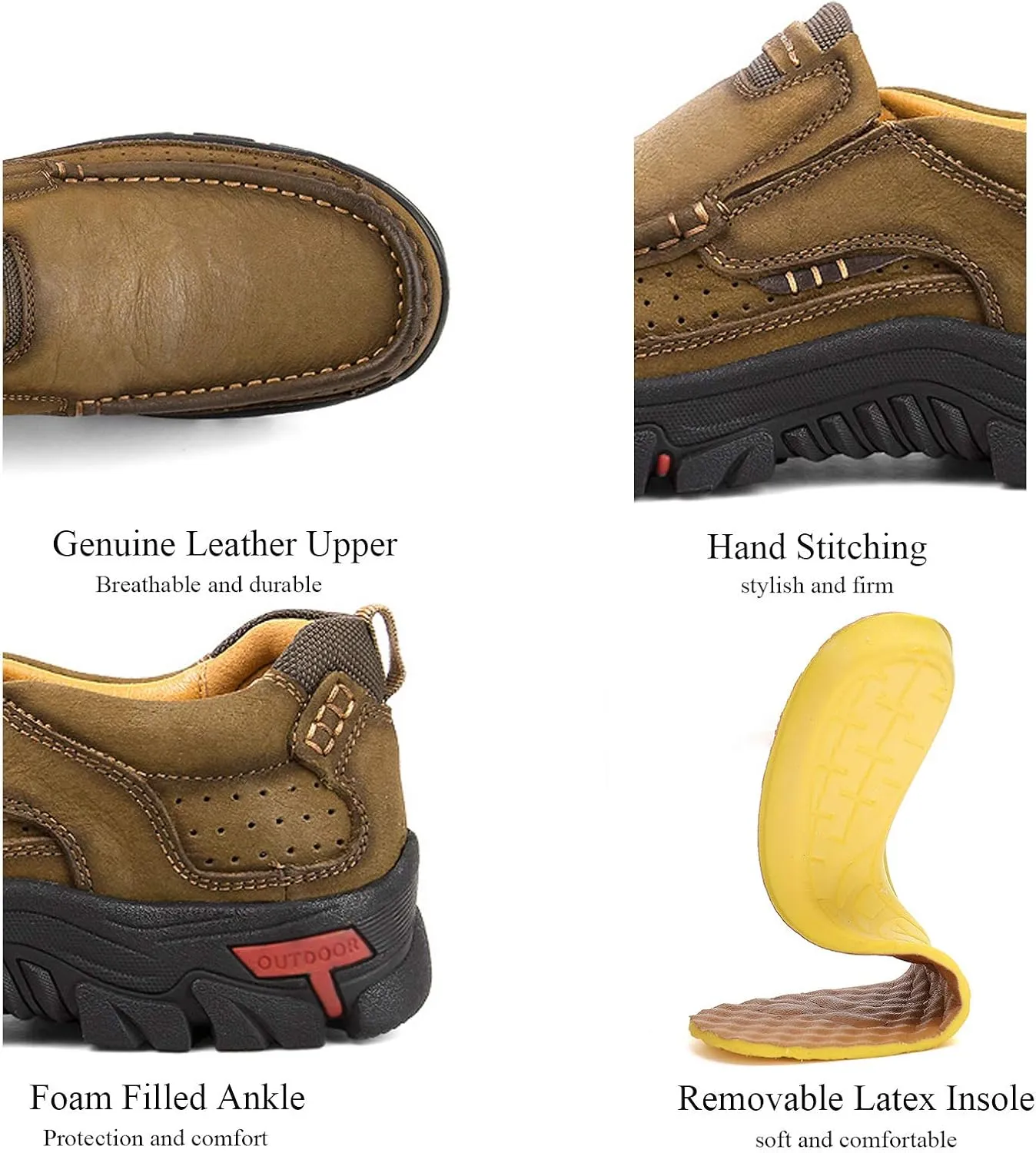 Mens Slip On Casual Shoes Leather Comfortable Walking Loafers