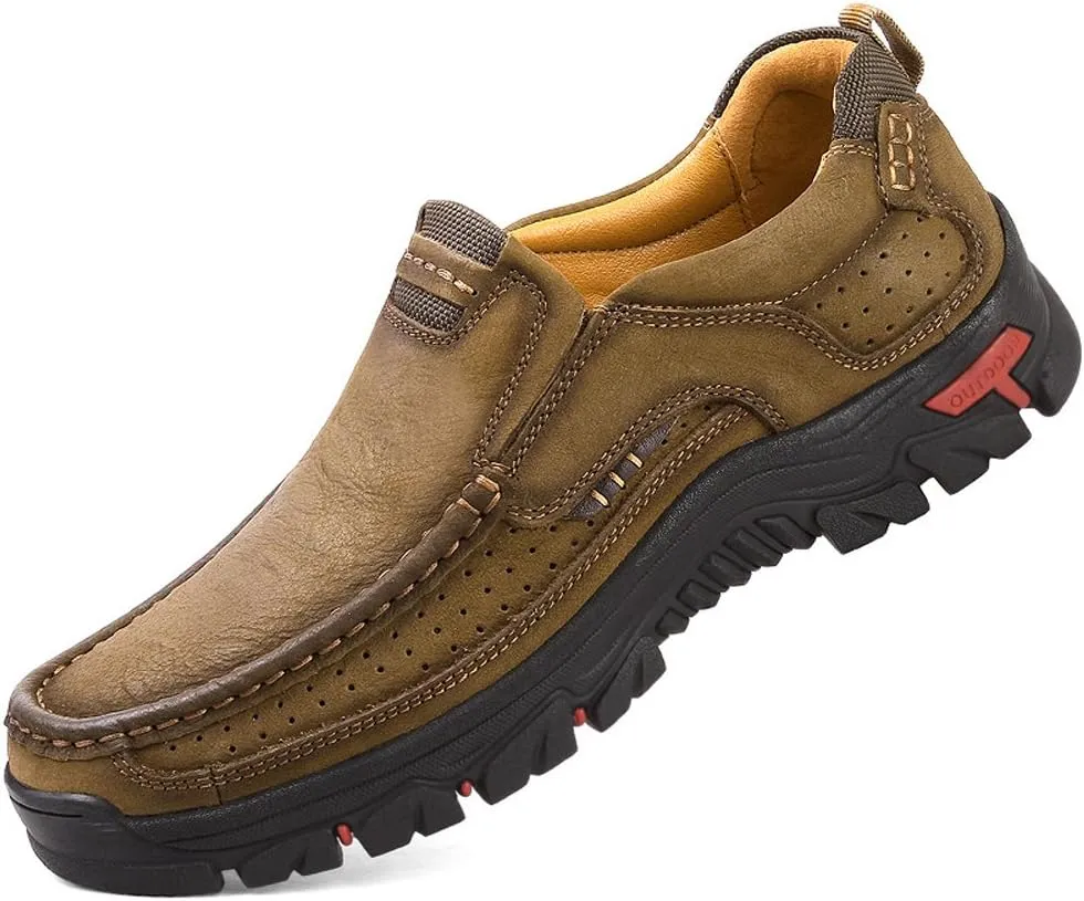 Mens Slip On Casual Shoes Leather Comfortable Walking Loafers