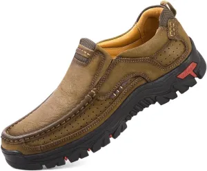 Mens Slip On Casual Shoes Leather Comfortable Walking Loafers