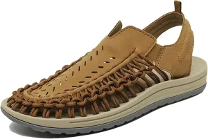 Men's Slip-On Handwoven Loafers - Breathable Beach Sandals with Non-Slip Rubber Outsole