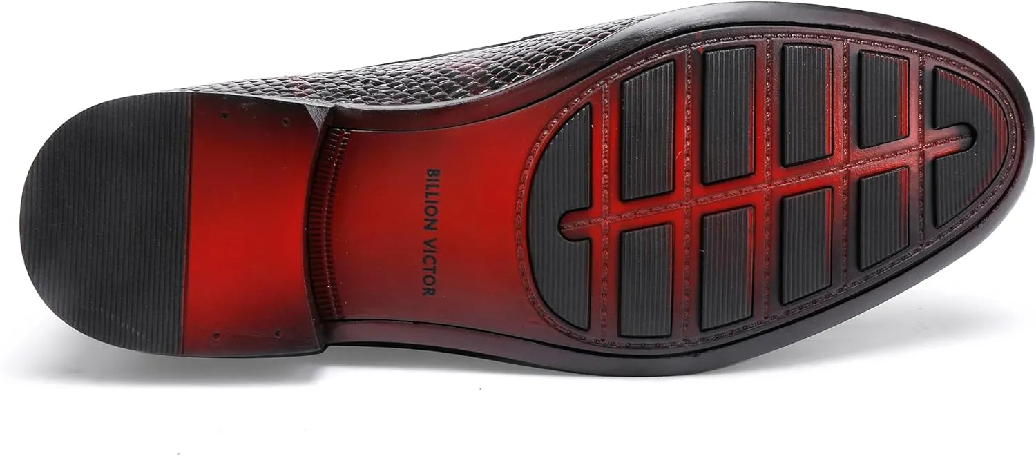 Men's Snake Skin Pattern Dress Shoes Classic Leather Slip on Loafers for Men