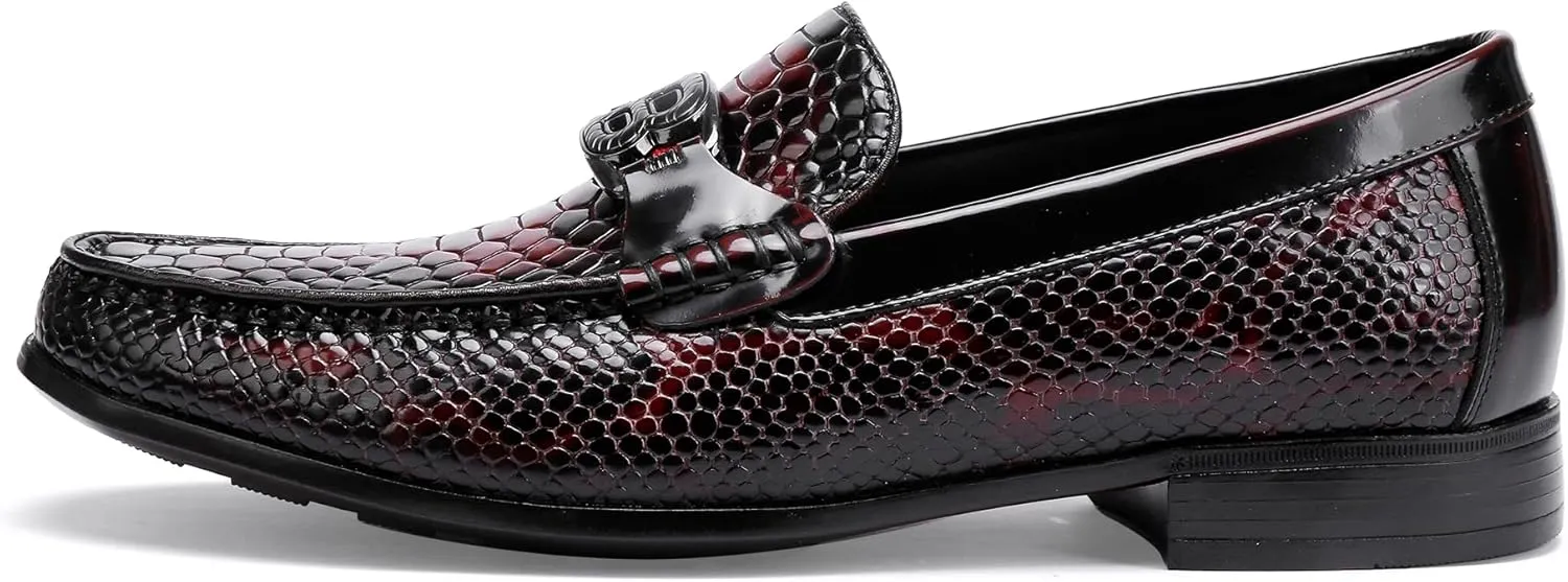Men's Snake Skin Pattern Dress Shoes Classic Leather Slip on Loafers for Men