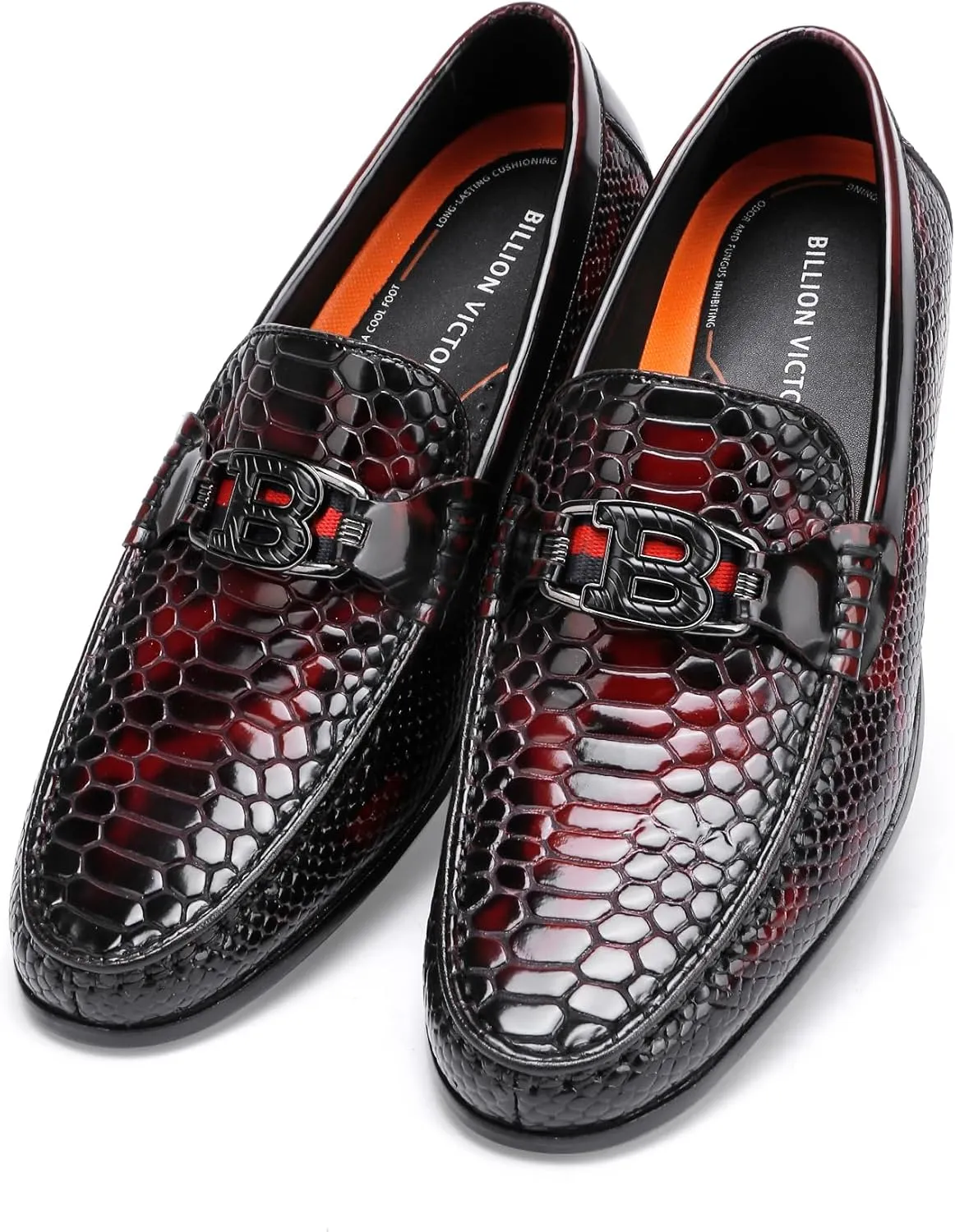 Men's Snake Skin Pattern Dress Shoes Classic Leather Slip on Loafers for Men