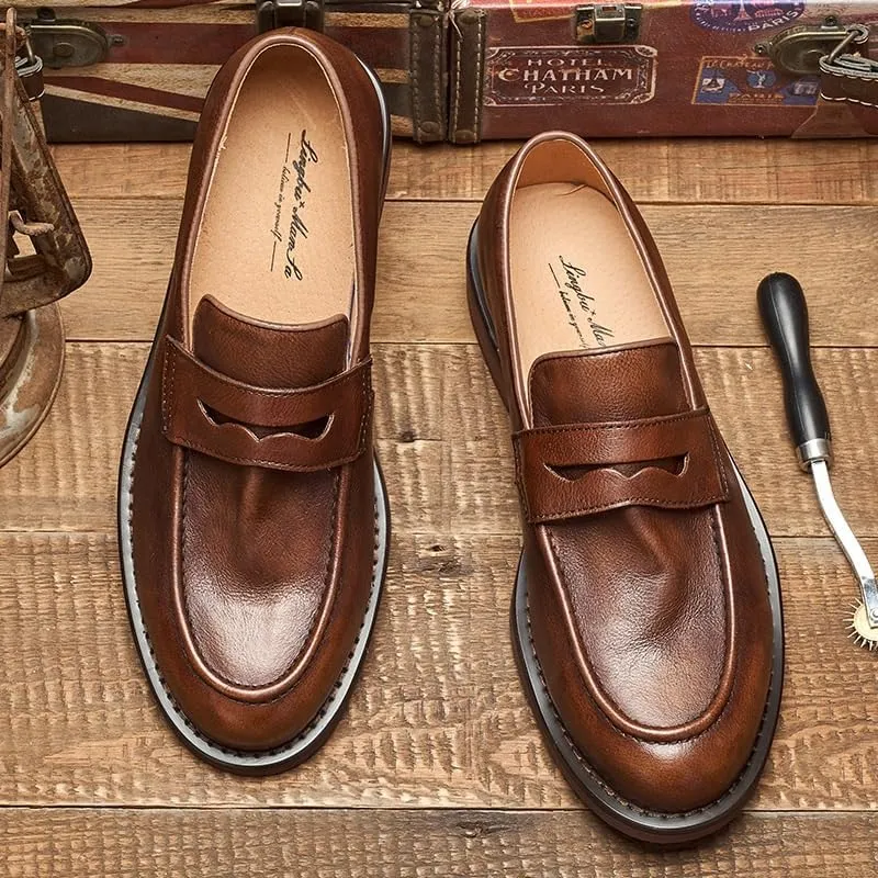 Men's Trendy Solid Slip On Loafer Shoes Slip-ins Working Dress Casual Outdoor Lightweight Cushioning