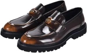 Men's Vintage Flower Dress Loafers Slip On Shoes Fashion Slip-On Leather Shoes Lightweight Comfortable Thick-Soled Formal Shoes