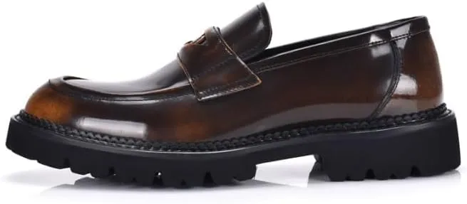 Men's Vintage Flower Dress Loafers Slip On Shoes Fashion Slip-On Leather Shoes Lightweight Comfortable Thick-Soled Formal Shoes