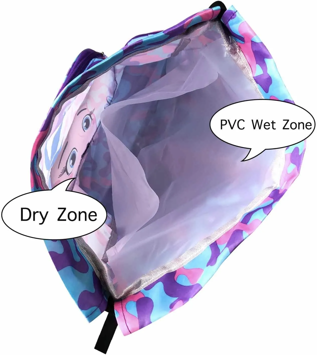 Mermaid Waterproof Beach Gym Backpack Mermaid Drawstring Swim Bag for Women Men Draw String Bags for Swimmers Dance Yoga Camp Dry Wet Separated Swimming Bag With Shoe Compartment
