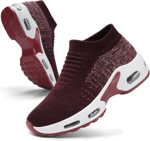 Mesh Sneakers for Women - Non Slip, Slip On, Sock Sneakers - Light Weight, Air Cushion Running, Work Shoes