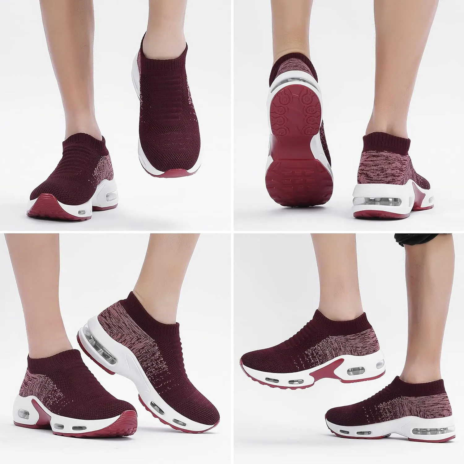 Mesh Sneakers for Women - Non Slip, Slip On, Sock Sneakers - Light Weight, Air Cushion Running, Work Shoes