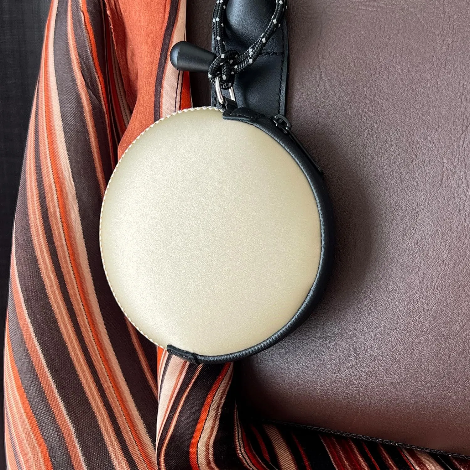 Mini Round Coin Purse with Clip on, Lightweight Waterproof Zipper Pouch for Earbuds, Keys, Coins, Compact Travel Storage Case for Women & Men [ Gold ]