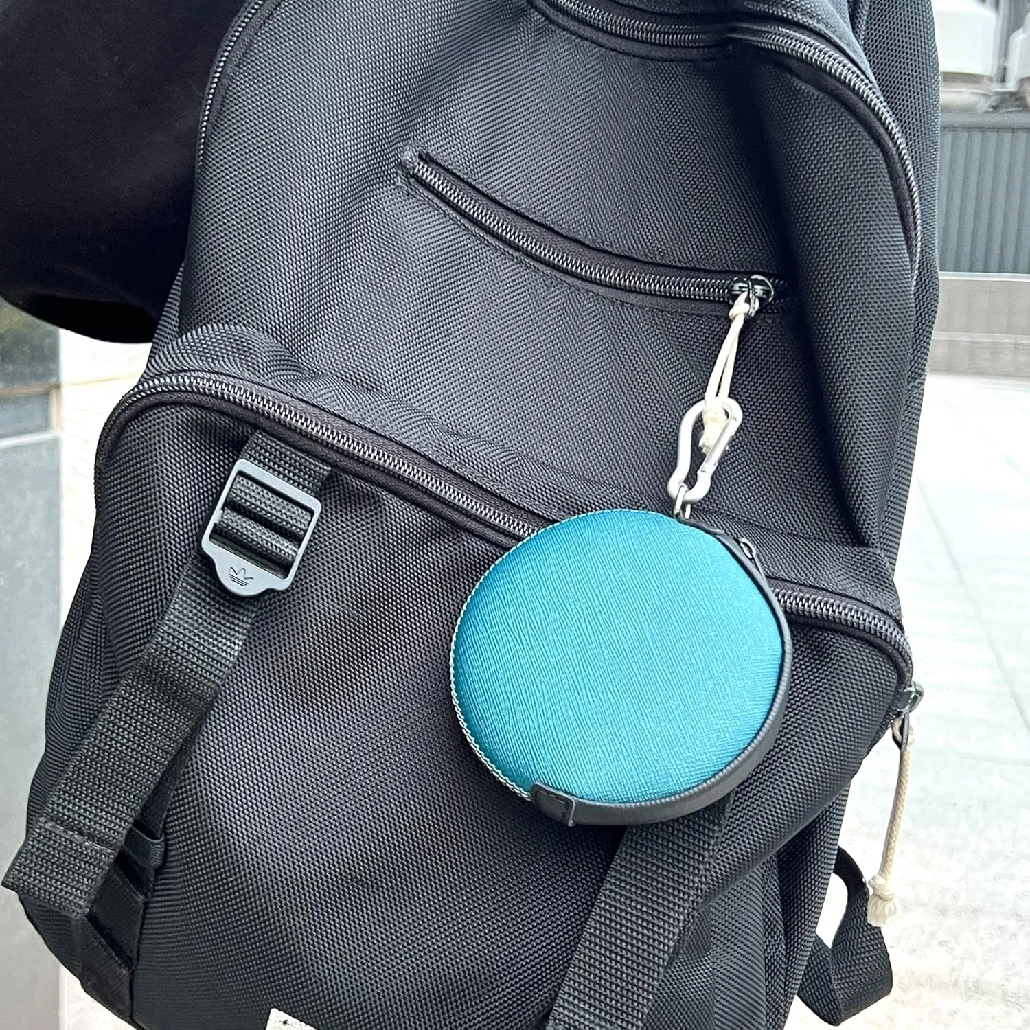 Mini Round Coin Purse with Clip on, Lightweight Waterproof Zipper Pouch for Earbuds, Keys, Coins, Compact Travel Storage Case for Women & Men [ Gold ]