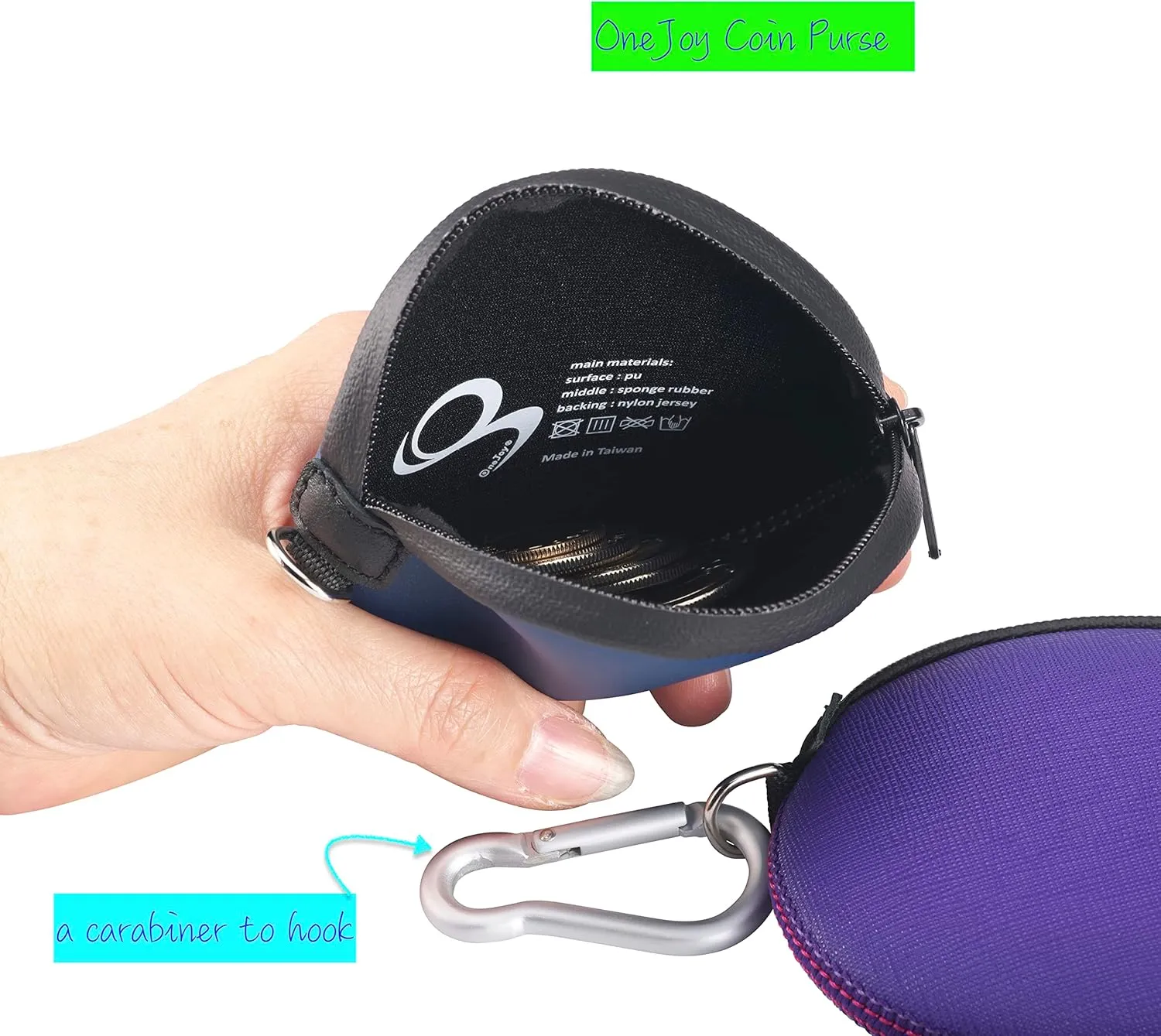 Mini Round Coin Purse with Clip on, Lightweight Waterproof Zipper Pouch for Earbuds, Keys, Coins, Compact Travel Storage Case for Women & Men [ Gold ]