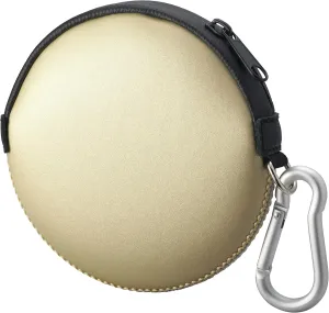 Mini Round Coin Purse with Clip on, Lightweight Waterproof Zipper Pouch for Earbuds, Keys, Coins, Compact Travel Storage Case for Women & Men [ Gold ]