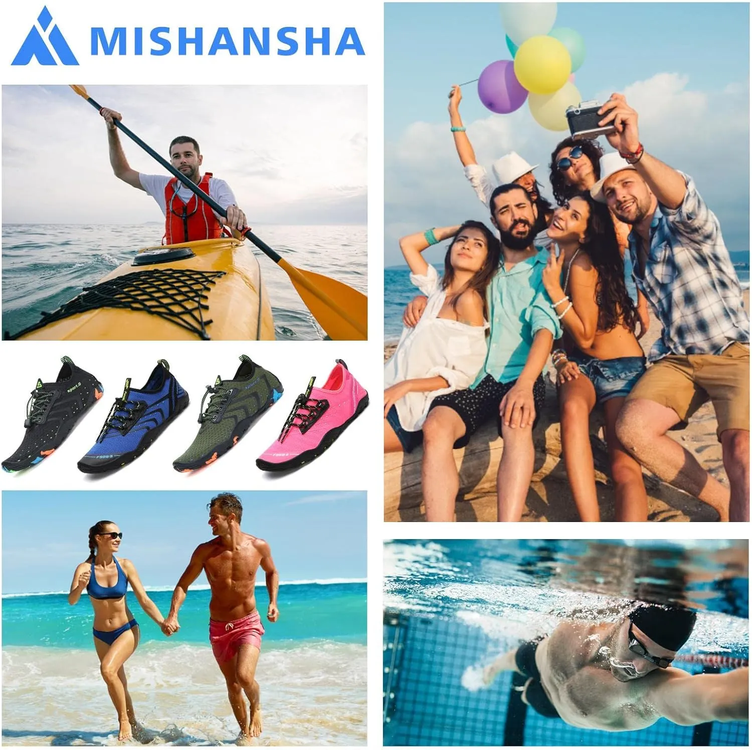 Mishansha Water Shoes for Women Men Barefoot Beach Shoe Quick Dry Aqua Swim Socks for Surfing Yoga Size 4.5-15 Women/3-13.5 Men