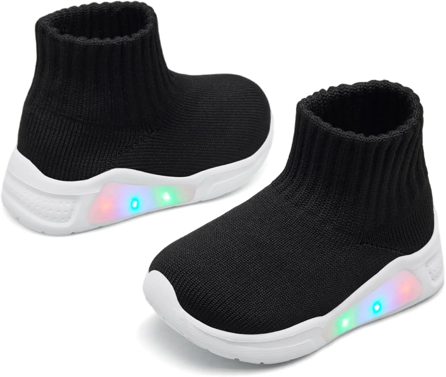 MORENDL Toddler Light Up Walking Shoes Baby Non-Slip Sock Shoes Toddler Slip On Sneakers Boys & Girls