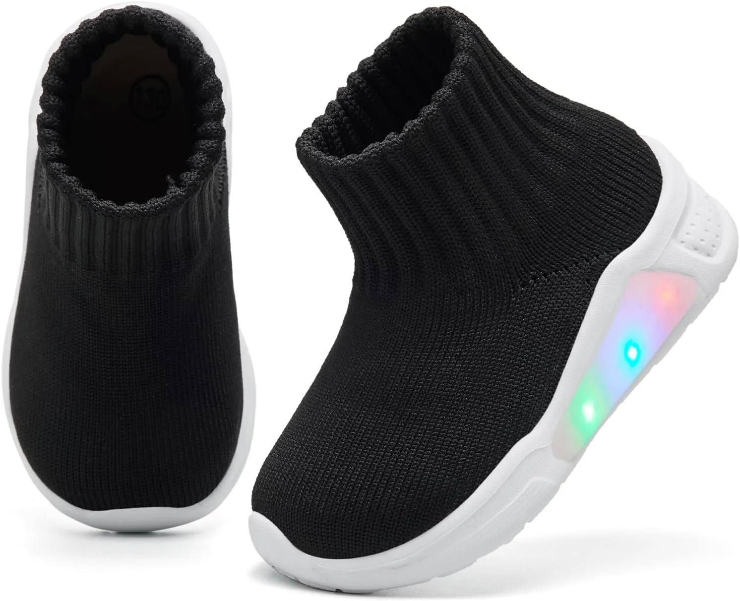 MORENDL Toddler Light Up Walking Shoes Baby Non-Slip Sock Shoes Toddler Slip On Sneakers Boys & Girls