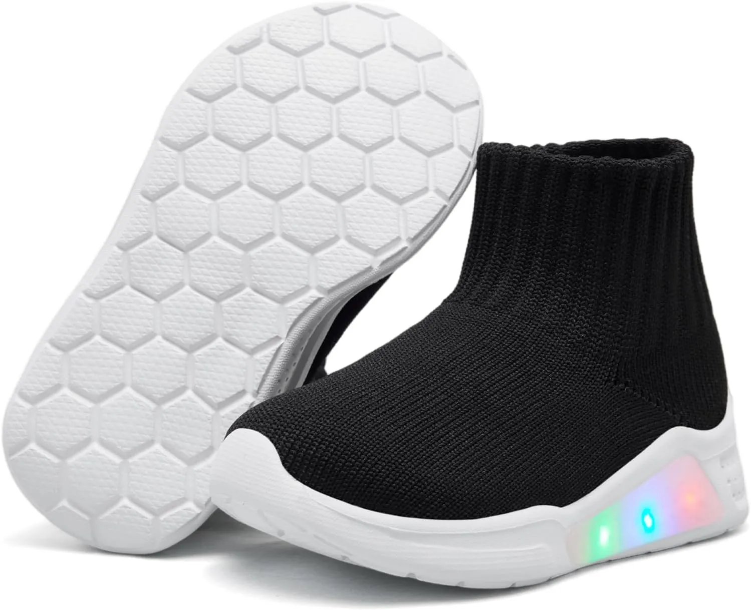 MORENDL Toddler Light Up Walking Shoes Baby Non-Slip Sock Shoes Toddler Slip On Sneakers Boys & Girls