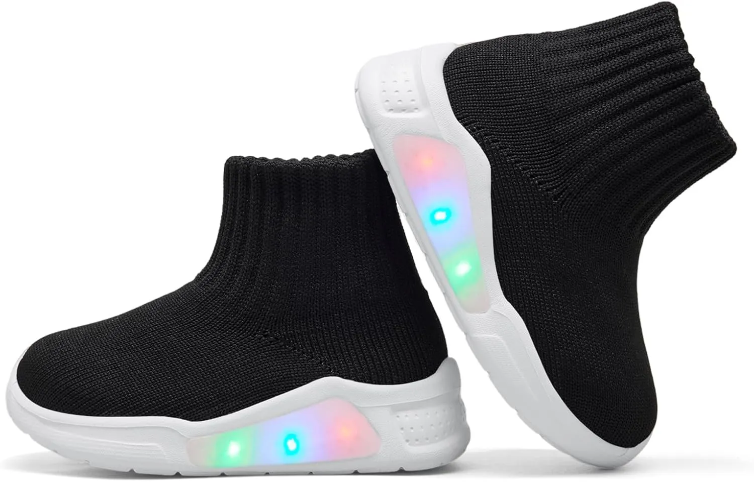 MORENDL Toddler Light Up Walking Shoes Baby Non-Slip Sock Shoes Toddler Slip On Sneakers Boys & Girls
