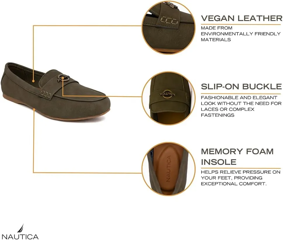 Nautica Woman Flat Loafers Designer Vegan Leather Penny Shoes Slip On - Soft, Durable and Flexible Luxury Resistant Feel Lightweight & Comfortable Memory Foam Everyday Moccasins.