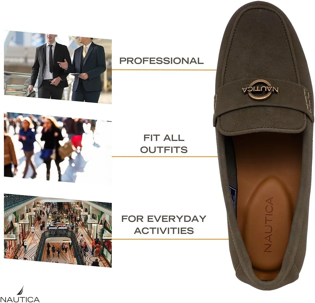 Nautica Woman Flat Loafers Designer Vegan Leather Penny Shoes Slip On - Soft, Durable and Flexible Luxury Resistant Feel Lightweight & Comfortable Memory Foam Everyday Moccasins.