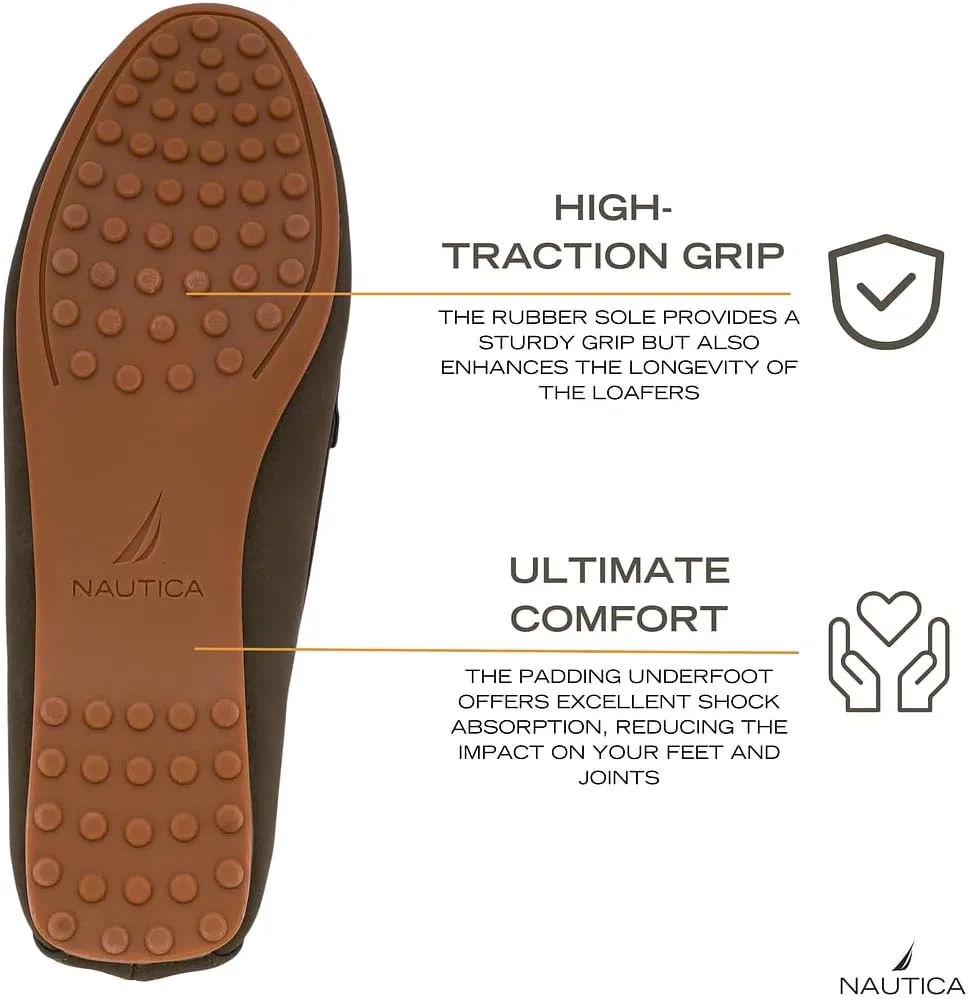 Nautica Woman Flat Loafers Designer Vegan Leather Penny Shoes Slip On - Soft, Durable and Flexible Luxury Resistant Feel Lightweight & Comfortable Memory Foam Everyday Moccasins.